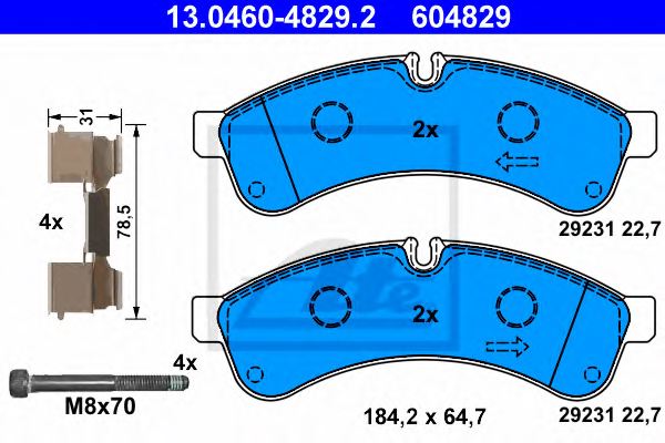 Iveco Daily Van 5//2014-/> 2.3 3.0 Front Brake Pads Set W163-H67-T20