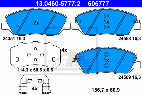 581012PA70,KIA 581012PA70 Brake Pad Set, disc brake for KIA
