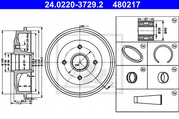 424746,PEUGE 4247.46 Brake Drum for PEUGE