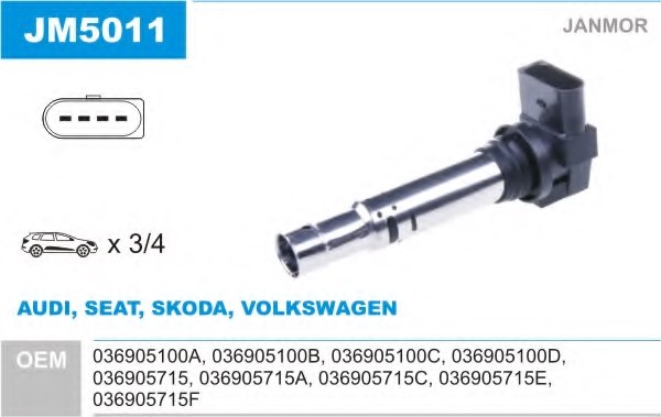 1.2 12 v 9n_ Bobine d'allumage 036905100b VW Polo 1.2 12 v 9n_ Bobine d'allumage 036905100b VW Polo