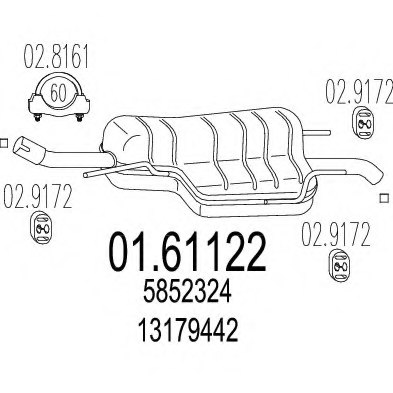 5852324,OPEL 58 52 324 End Silencer for OPEL