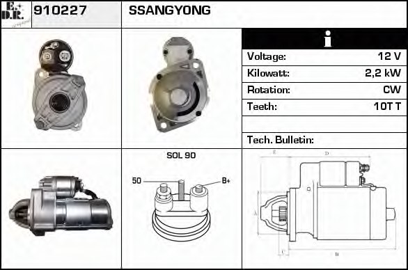 6611513801,SSANG 6611513801 Starter for SSANG