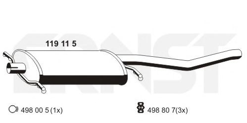 533253609AB,VAG 533 253 609 AB End Silencer for VAG