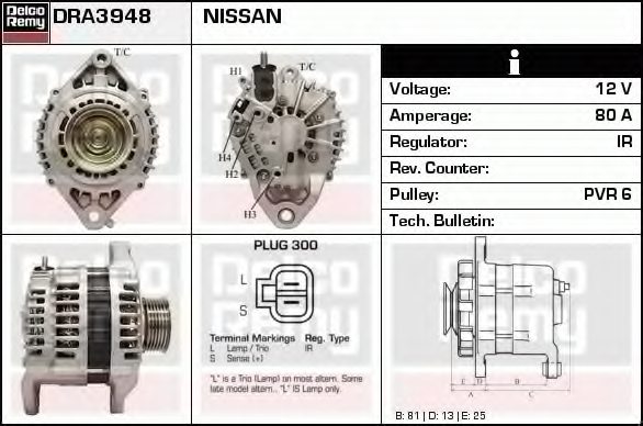 23100AU000,NISSA 23100-AU000 Alternator for NISSA