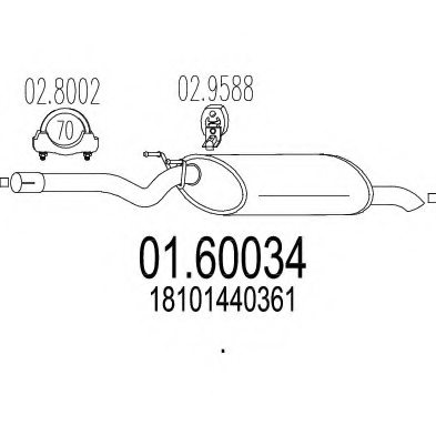 18101440361,BMW 18 10 1 440 361 End Silencer for BMW