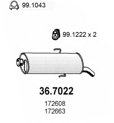 172619,PEUGE 172619 End Silencer for PEUGE