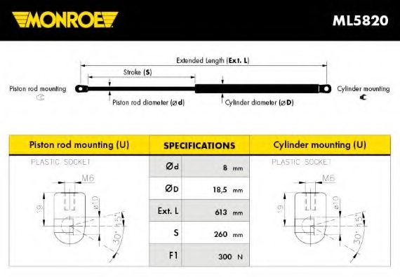 Magneti Marelli 60315FA010 Gas Spring Magneti Marelli 60315FA010 Gas Spring