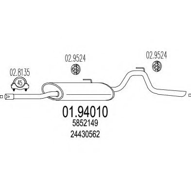 24430562,VAUXH 24430562 End Silencer for VAUXH