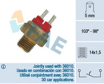 1364273,BMW 13 64 2 73 Temperature Switch, radiator fan for BMW