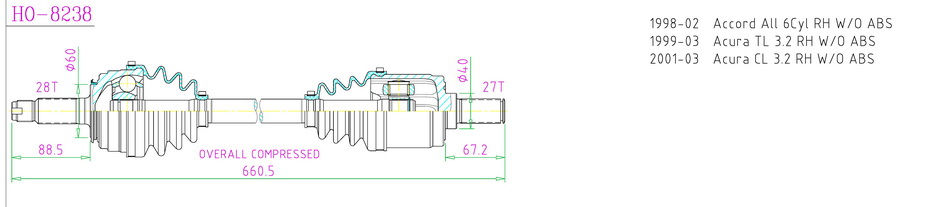 GCK HO-8238 Joint Kit, drive shaft